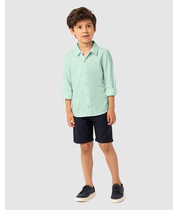 Camisa Menino Tradicional Manga Longa Em Algodão Texturizado Carinhoso