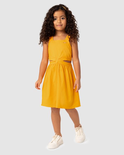 Vestido Menina Detalhe Transpassado Em Algodão Stretch - Carinhoso