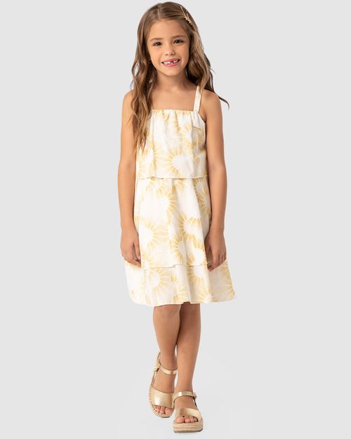Vestido Menina Decote Reto Em Viscose - Carinhoso