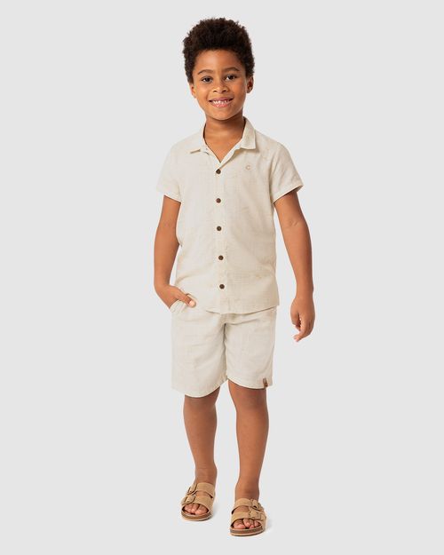 Conjunto Menino Com Estampa Em Viscolinho Texturizado - Carinhoso