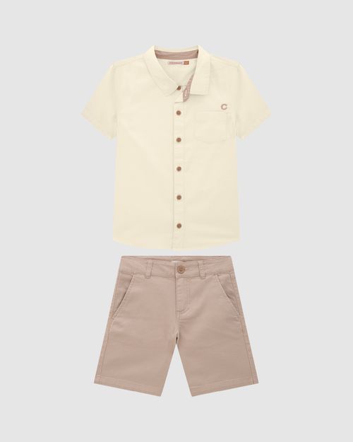 Conjunto Menino Camisa Manga Curta Em Algodão - Carinhoso