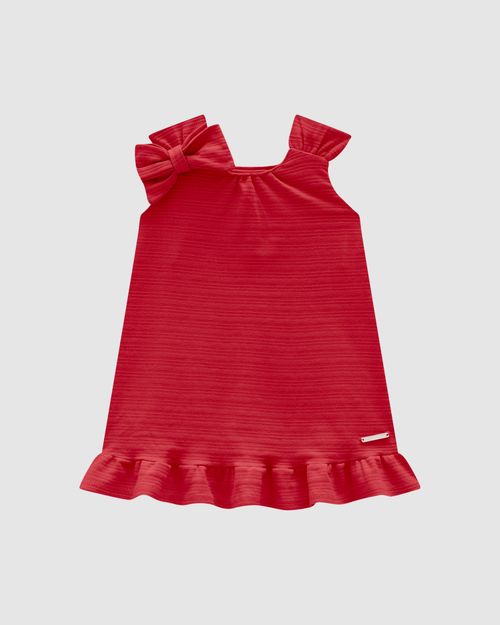 Vestido Menina Laço No Ombro Em Malha Texturizada - Carinhoso