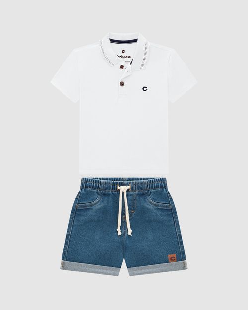 Conjunto Menino Camisa Polo Em Algodão - Carinhoso