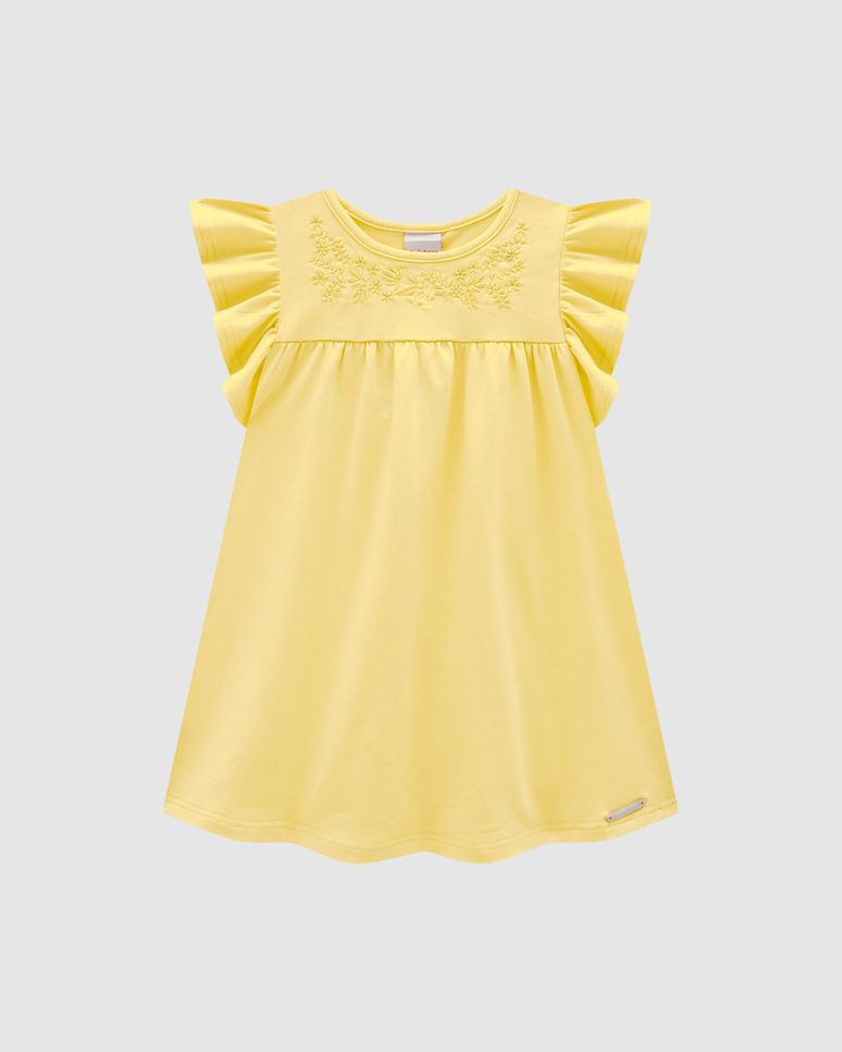 Vestido Menina Detalhe Bordado Em Algodão - Carinhoso