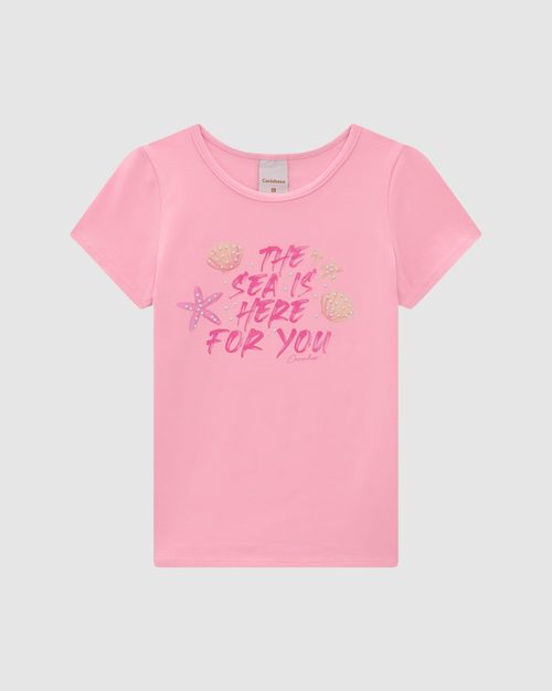 Blusa Menina The Sea Is Here For You Em Algodão - Carinhoso