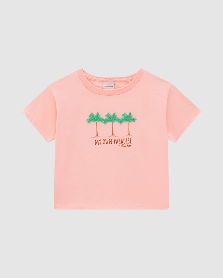 Blusa Menina Box Estampa + Bordado Em Algodão - Carinhoso