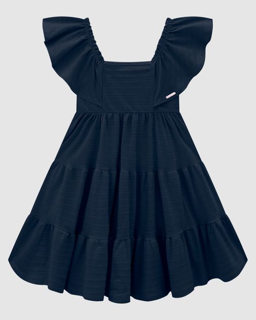 Vestido Menina Amplo Babados Em Malha Texturizada - Carinhoso
