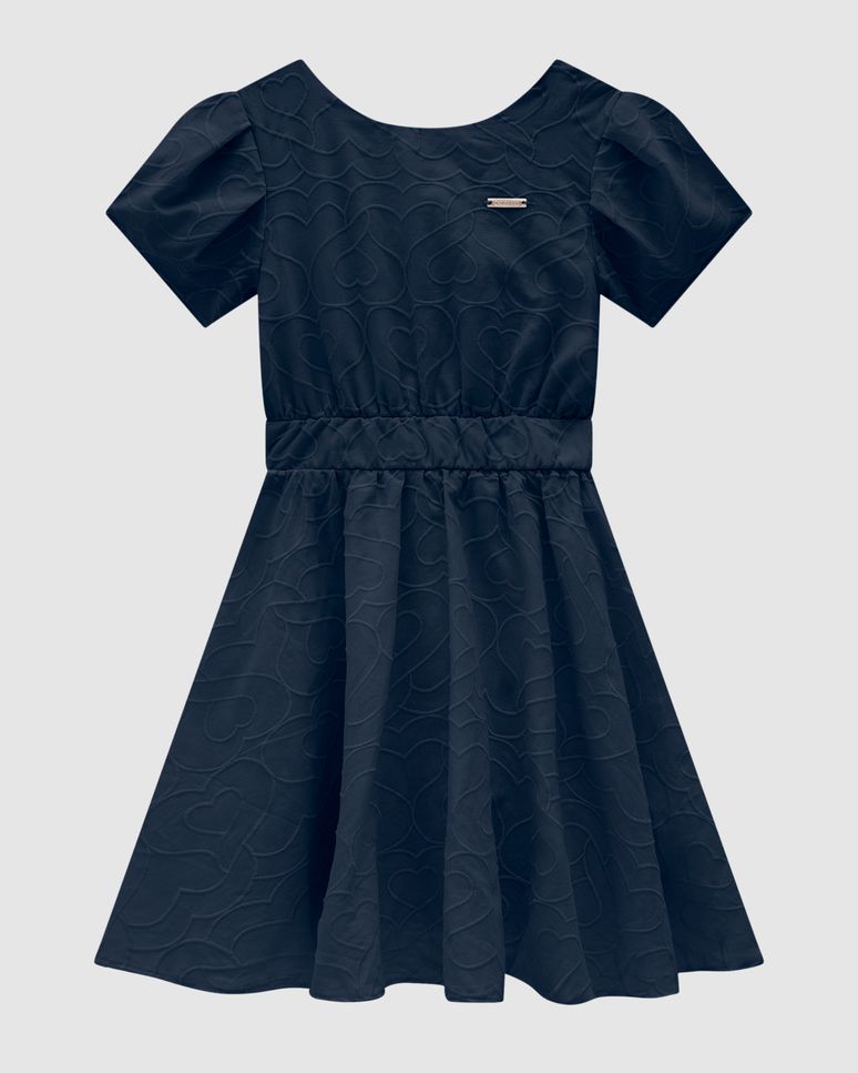 Vestido Menina Bordado Corações Em Algodão - Carinhoso