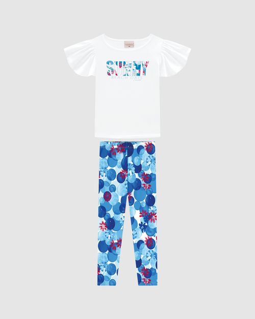 Conjunto Menina Blusa E Legging Estampada Em Algodão - Carinhoso