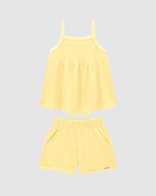 Conjunto Menina Regata E Shorts Em Malha Texturizada - Carinhoso