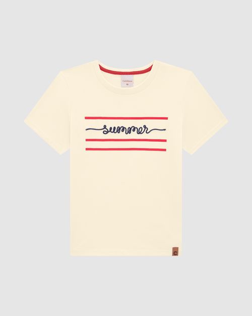 Camiseta Menino Bordado Summer Em Algodão - Carinhoso