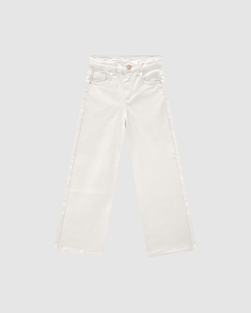 Calça Menina Wide Leg Cintura Média Em Sarja - Carinhoso