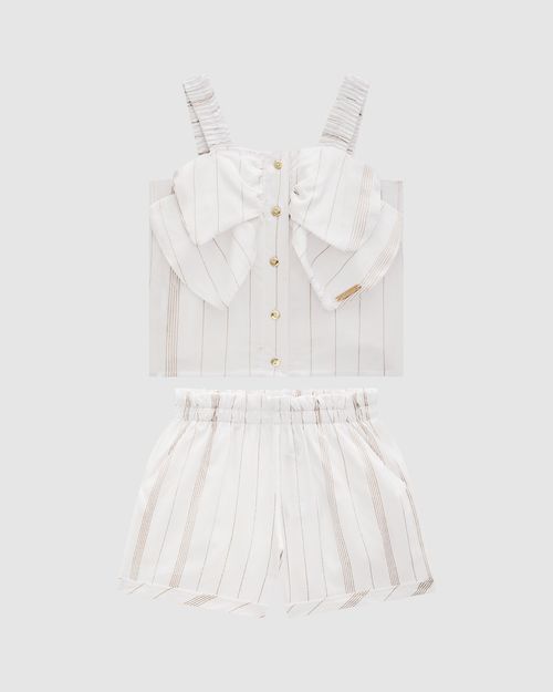Conjunto Menina Regata Botões Frontais E Shorts Em Viscose Lurex - Carinhoso