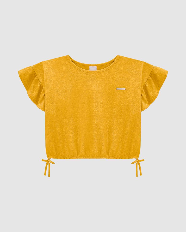 Blusa Menina Box Barra Curvada Elástico Em Algodão - Carinhoso