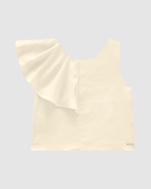 Blusa Menina Babado Assimétrico Em Viscose Lurex - Carinhoso
