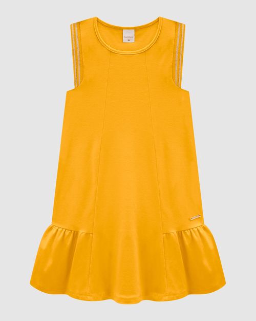 Vestido Menina Detalhe Retilínea Em Malha Algodão - Carinhoso