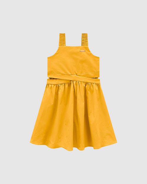 Vestido Menina Detalhe Transpassado Em Algodão Stretch - Carinhoso