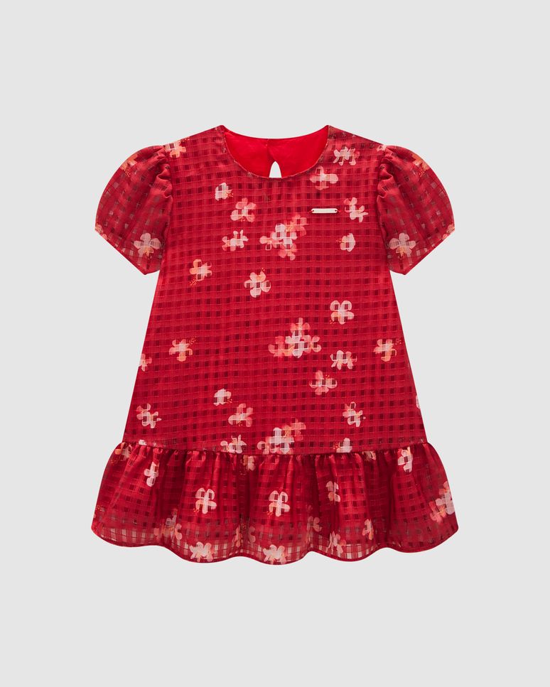 Vestido Menina Evasê Em Organza - Carinhoso