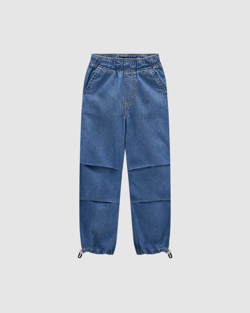 Calça Menina Parachute Cintura Média Em Jeans Leve - Carinhoso