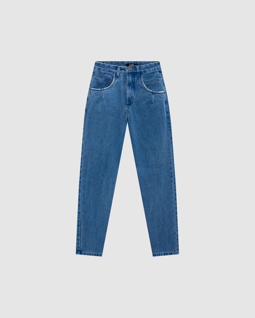 Calça Feminina Mom Pregas Frontais Em Jeans 100% Algodão - ENFIM