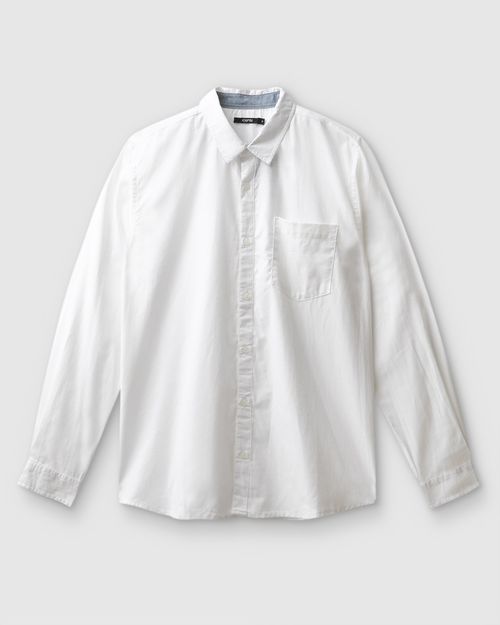 Camisa Masculina Regular Manga Longa Em Algodão Com Linho - ENFIM