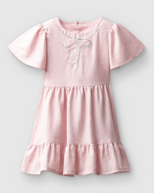 Vestido Menina Bordado Lantejoulas Em Viscose Lurex - Carinhoso
