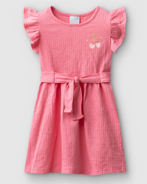 Vestido Infantil Faixa Frontal Em Malha Texturizada Malwee Kids