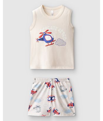 Pijama Infantil Menino Regata E Shorts Estampa Brilha No Escuro Malwee Kids