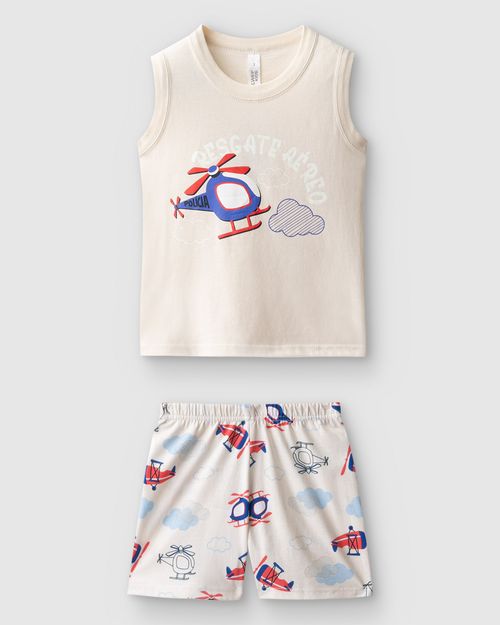 Pijama Infantil Menino Regata E Shorts Estampa Brilha No Escuro Malwee Kids