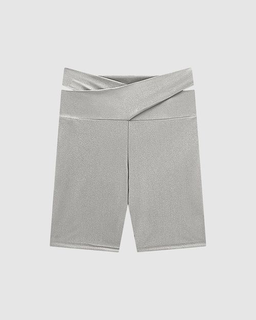 Shorts Feminino Cós Transpassado Em Malha Brilho Com Proteção UV50+ - ENFIM