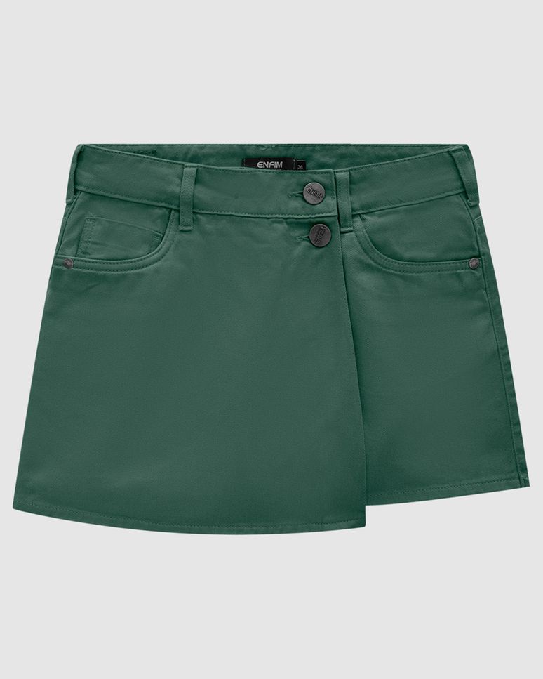 Shorts Saia Feminino Botões Frontais Em Sarja - ENFIM