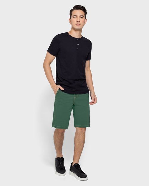 Bermuda Masculina Tradicional Cadarço Frontal Em Sarja Com Elastano - ENFIM