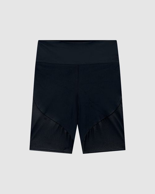 Bermuda Feminina Recorte Tule Frontal Tecnologia LYCRA® Black - ENFIM