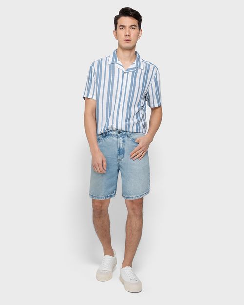 Shorts Reto Masculino Cintura Média Em Jeans 100% Algodão - ENFIM