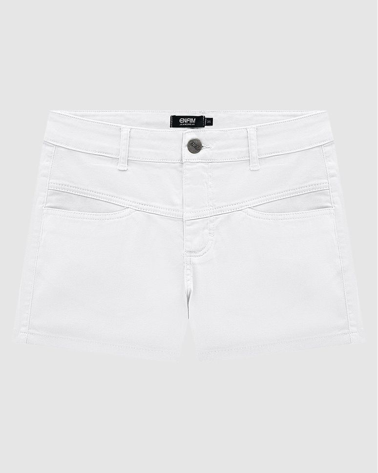 Shorts Feminino Bolso Diferenciado Em Sarja Com Elastano - ENFIM