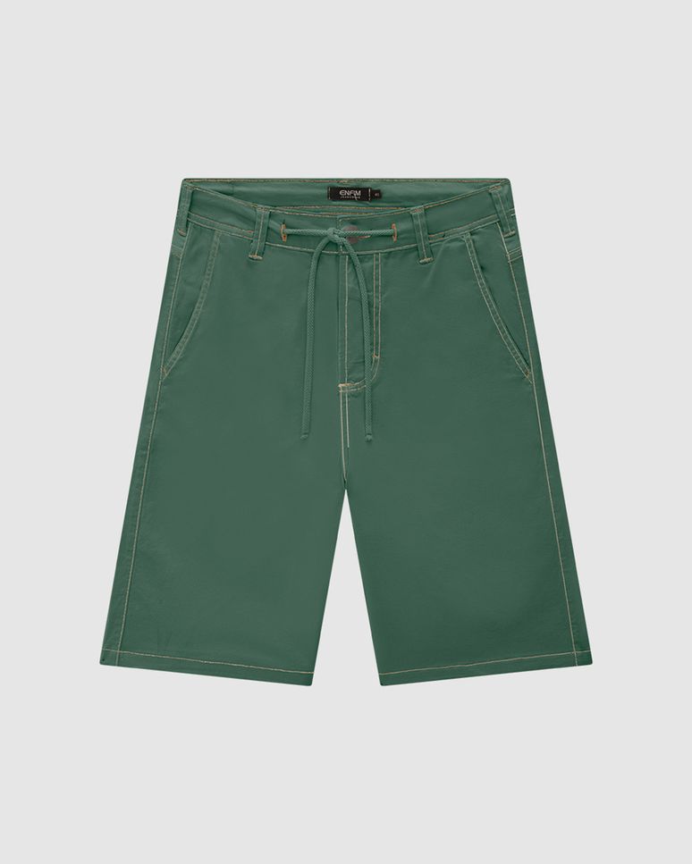 Bermuda Masculina Tradicional Cadarço Frontal Em Sarja Com Elastano - ENFIM