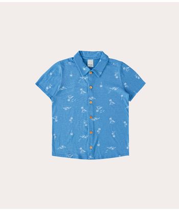 Camisa Infantil Menino Manga Curta Micro Estampas Em Algodão Malwee Kids