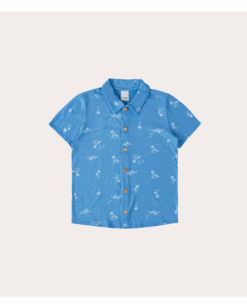 Camisa Infantil Menino Manga Curta Micro Estampas Em Algodão Malwee Kids