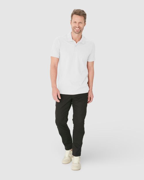 Camisa Polo Básica Masculina Gola Retilínea Em Piquet Stretch