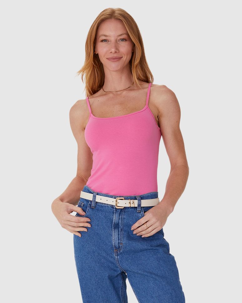 Regata Básica Feminina Alça Fina Em Algodão