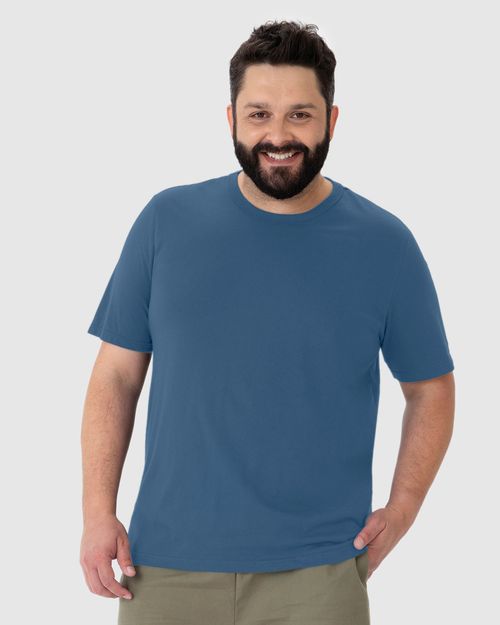 Camiseta Básica Masculina Plus Size Decote Redondo Em Algodão