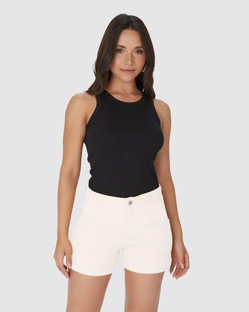 Shorts Alfaiataria Feminino Em Sarja Com Elastano