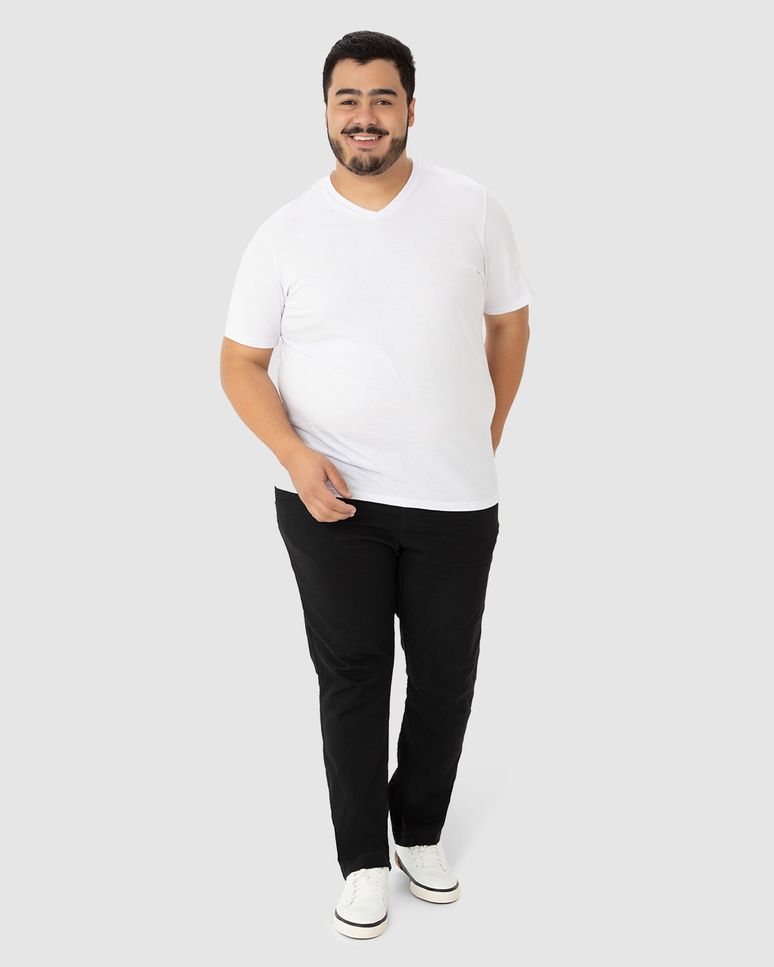 Calça Masculina Plus Size Chino Em Sarja Com Elastano