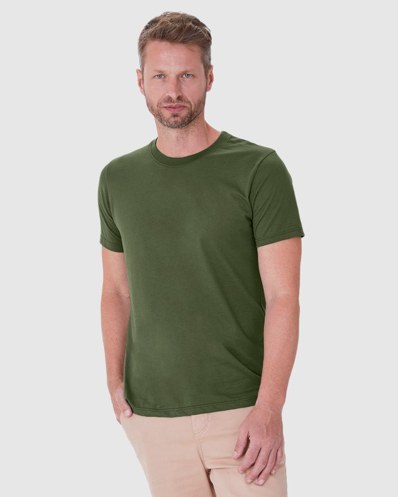 Camiseta Pima Masculina Com Acabamento No Decote Interno