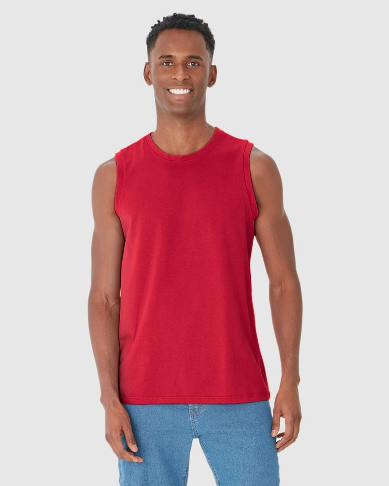 Regata Básica Masculina Cava Ajustada Em Algodão