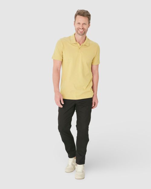 Camisa Polo Básica Masculina Gola Retilínea Em Piquet Stretch