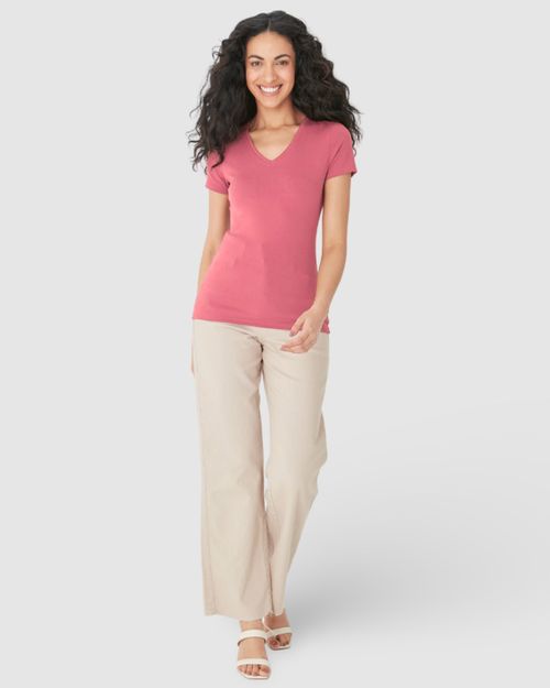 Blusa Básica Feminina Decote V Em Algodão