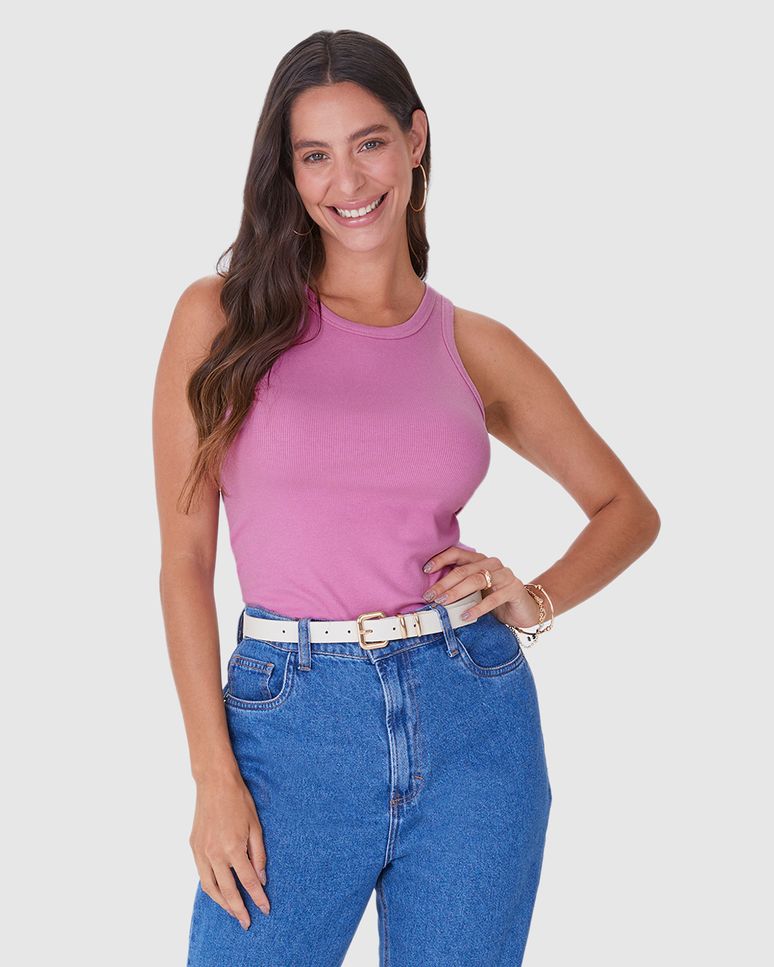 Regata Básica Feminina Decote U Em Ribana