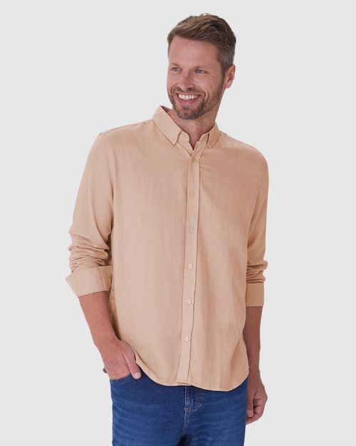 Camisa Masculina Gola Padrão Manga Longa Em Viscolinho