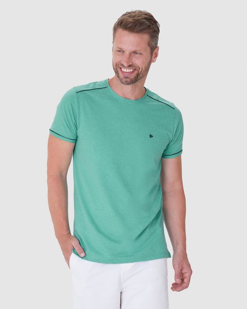 Camiseta Masculina Bordado Frontal Em Malha Texturizada